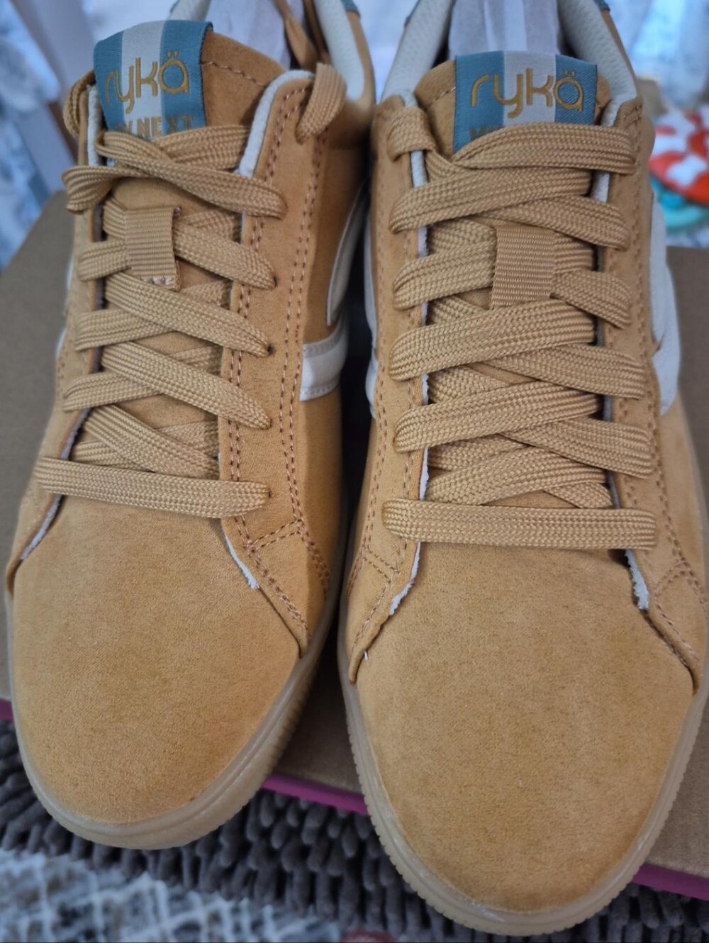 RYKA Viv Next Women’s Sneakers Yellow Oak Tan Blue Size 6.5 NIB
